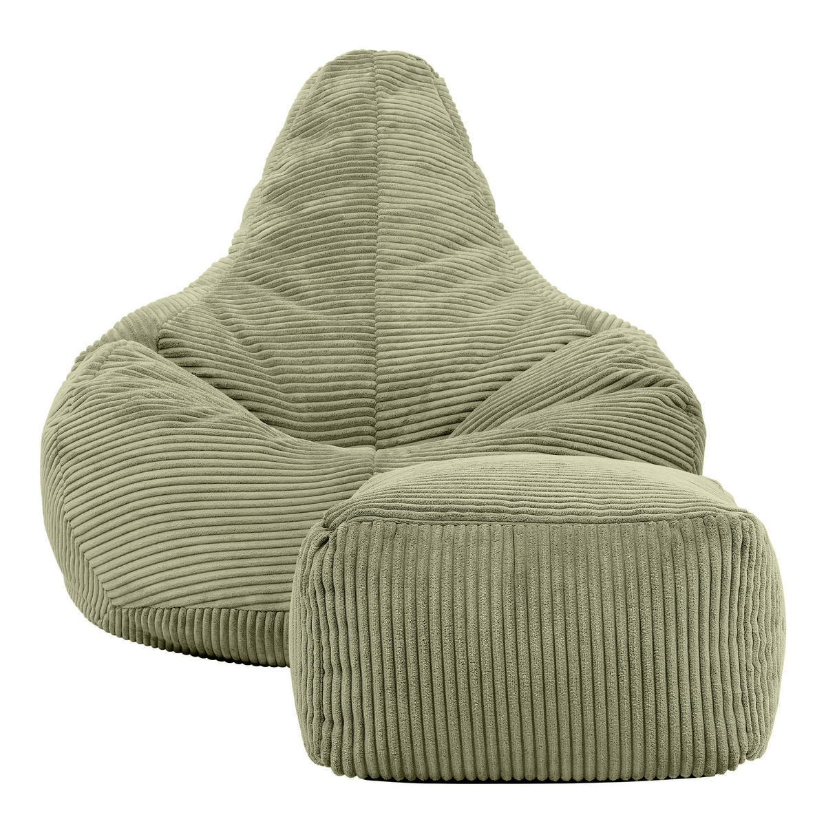 SITZSACK Dalton mit Hocker - Salbeigrün, Textil (90/73/84cm) - icon
