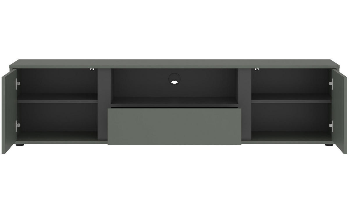 LOWBOARD Veddel grau-grün / anthrazit 177 / 43,5 / 40cm - Blaugrau/Grau, Holz/Holzwerkstoff (177/40/43.5cm) - Feldmann-Wohnen