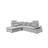 ECKSOFA mit Schlaffunktion, verstellbare Armlehne und Kopfstützen - Chromfarben/Hellgrau, Textil (260/219cm) - ed exciting design