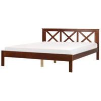 BETT mit Lattenrost 180x200 cm Dunkler Holzfarbton Tannay - Dunkelbraun, Holz (180/200cm) - Beliani