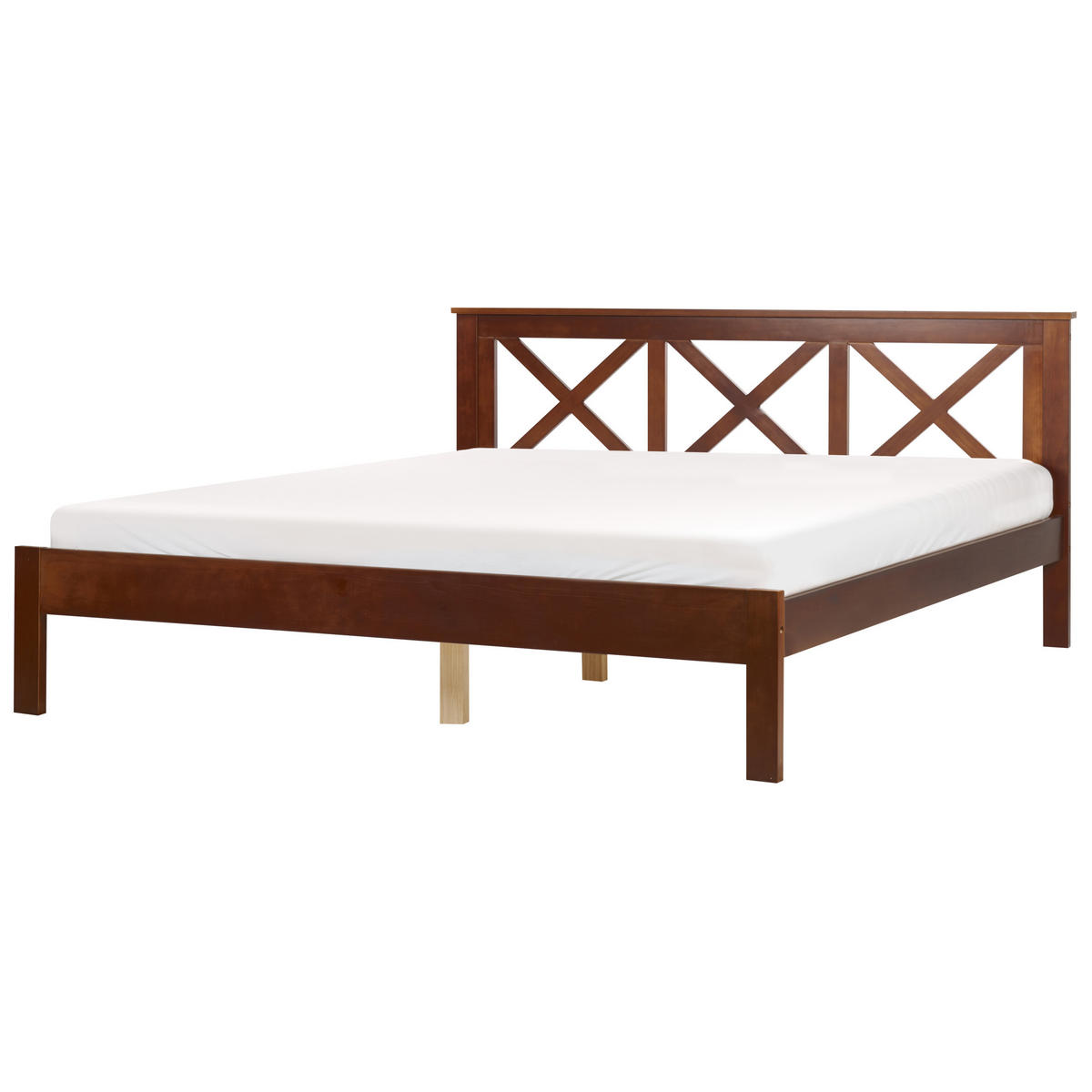 BETT mit Lattenrost 180x200 cm Dunkler Holzfarbton Tannay - Dunkelbraun, Holz (180/200cm) - Beliani