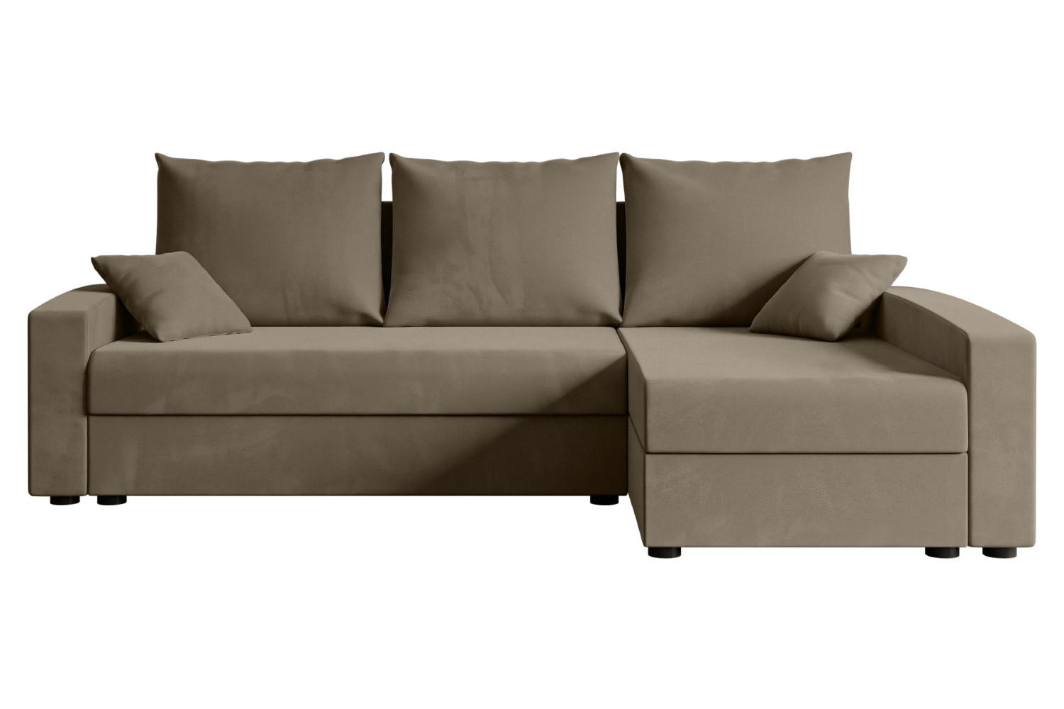 ECKSOFA mit Schlaffunktion und Bettkasten ALESIA-L 231x140x90 cm Braun Velours - Silberfarben/Braun, Holzwerkstoff/Kunststoff (231/140cm) - ALTDECOR
