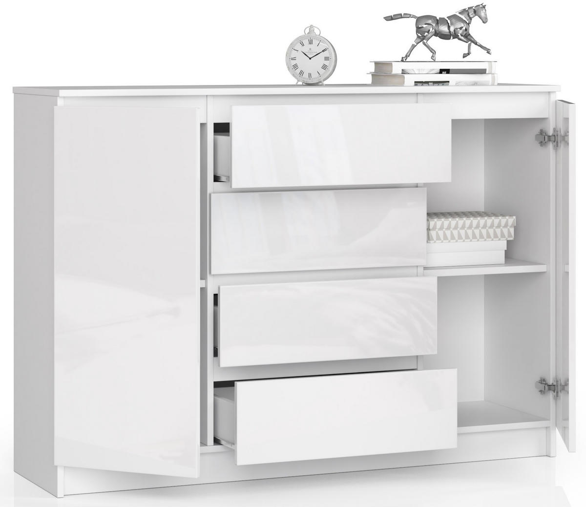 KOMMODE Weiß, Weiß Glanz 99/138/40 - Weiß, Holzwerkstoff (138/99/40cm) - RAUMHIRSCH FURNITURE