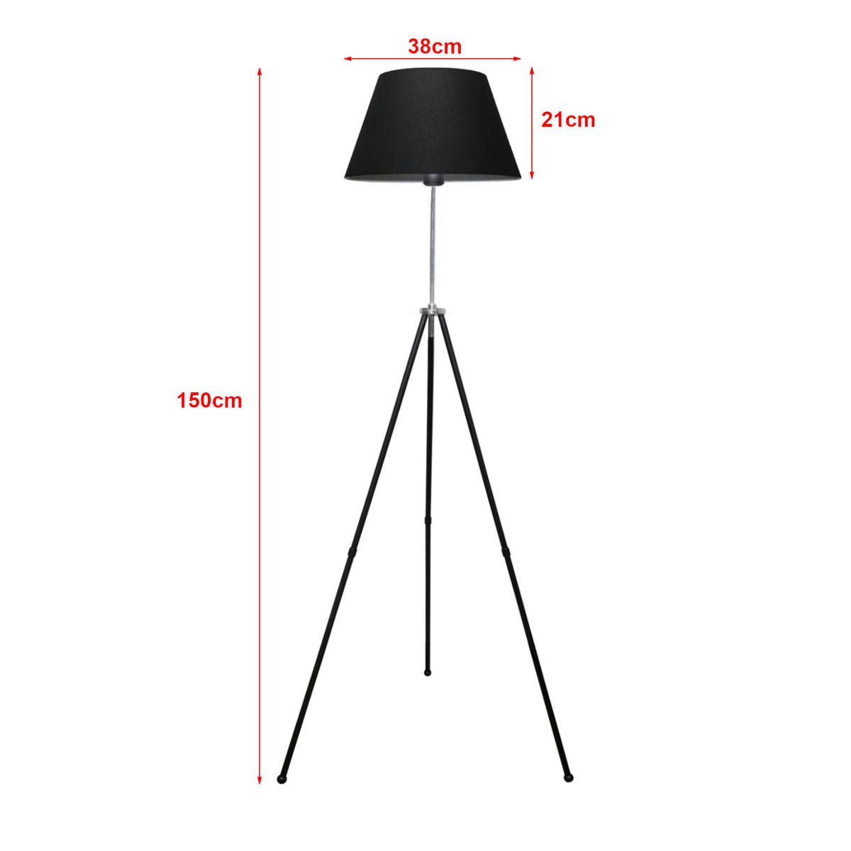 STEHLEUCHTE Livingston - Schwarz, Metall (38/38/150cm) - lux.pro