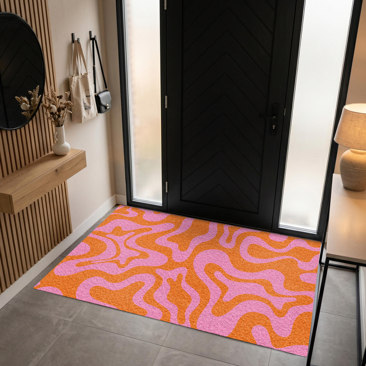 ROHOŽKA Vzor - Ružová - Oranžová - Abstraktné - Moderné 180x120 cm - pink, plast (180/120cm) - MuchoWow