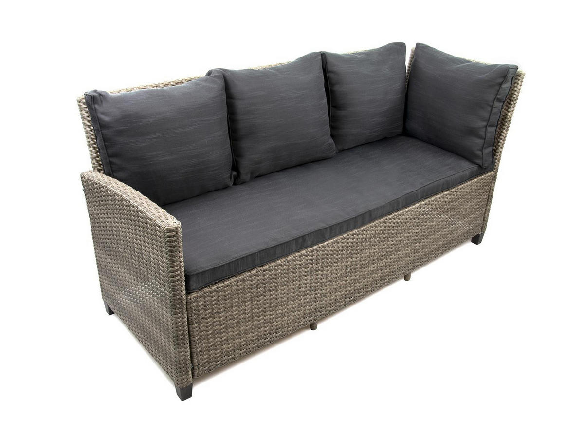 DININGLOUNGE-SET Alpina Grau Polyrattan für 9 Personen - Grau, Naturmaterialien - Green Spirit
