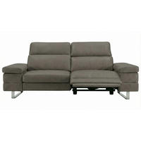 3-SITZER Sofa Virage Echtleder mit 1 x Relaxfunktion Greige - Greige, Leder/Metall (212/75/109cm)
