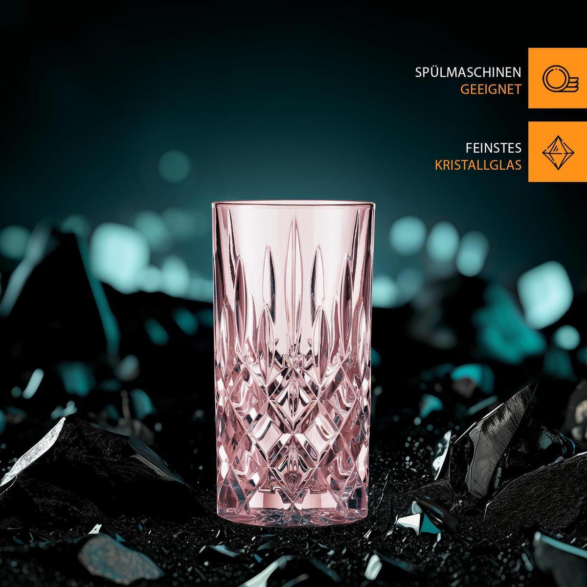 LONGDRINKGLÄSER Noblesse Colors Rosé 395 ml 2er Set - Rosa, Glas (0.395L) - Nachtmann