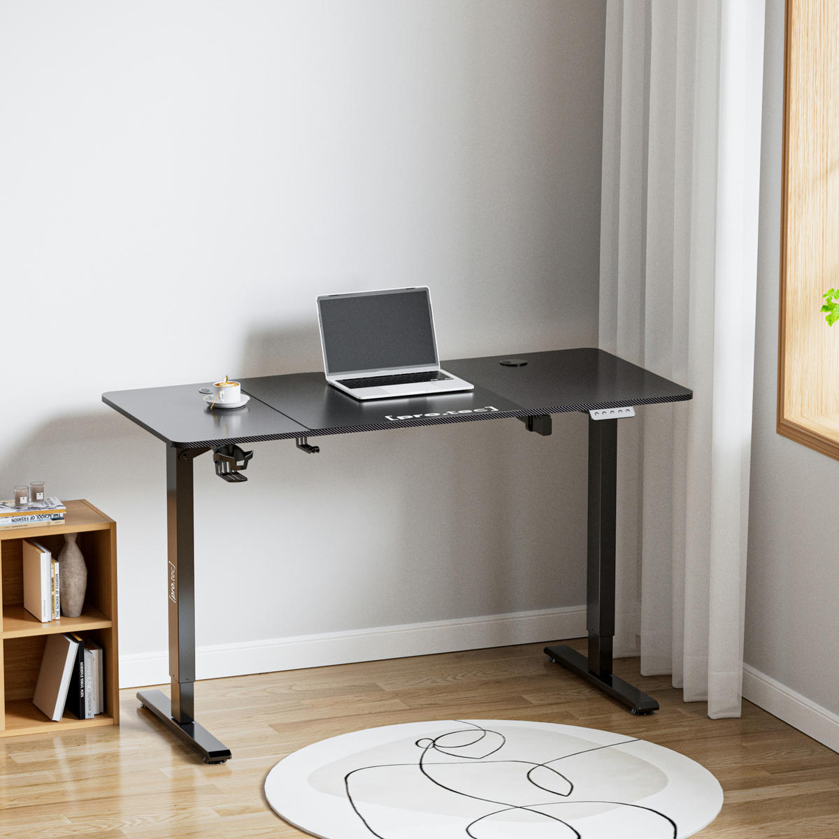 COMPUTERTISCH Stryn - Schwarz Hochglanz, Metall (60/140/117cm) - pro.tec
