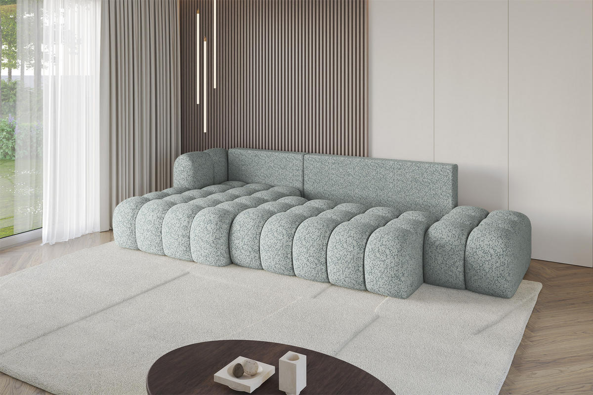 ECKSOFA mit Schlaffunktion Ottomane Links OLEA-L2 321x164x75 Grün Tissu - Smaragdgrün/Schwarz, Holzwerkstoff/Kunststoff (321/164cm) - ALTDECOR