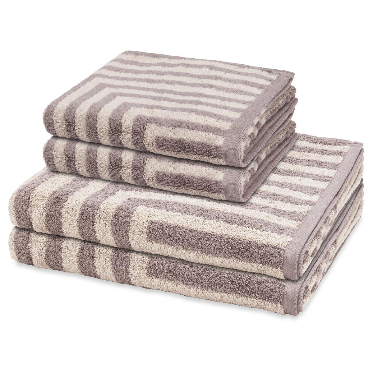 FROTTIERSET Grafik 4-teilig - Beige, Textil (50/100cm) - Ross