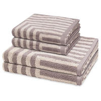 FROTTIERSET Grafik 4-teilig - Beige, Textil (50/100cm) - Ross