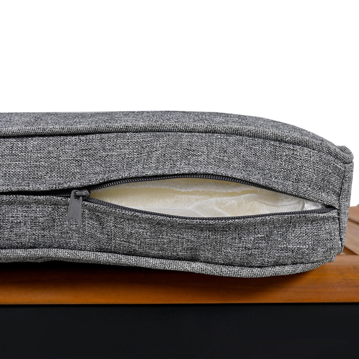 LOUNGESET Modern Grau Mit Verzinktem Rahmen & Holzarmlehnen - Grau, Metall - FLIEKS