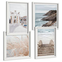 BILDER SET 4er Set - 50x50 cm & 40x60 cm Weißer Rahmen - Meeresarchitektur Santorin - Weiß, Kunststoff (50/50cm) - TULUP