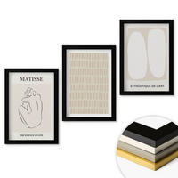 WANDBILDER 3er-Set - 20x30 cm Schwarzer Rahmen - Linien, Formen, Beige, Weiß - Schwarz, Kunststoff (20/30cm) - ArtPrintCave