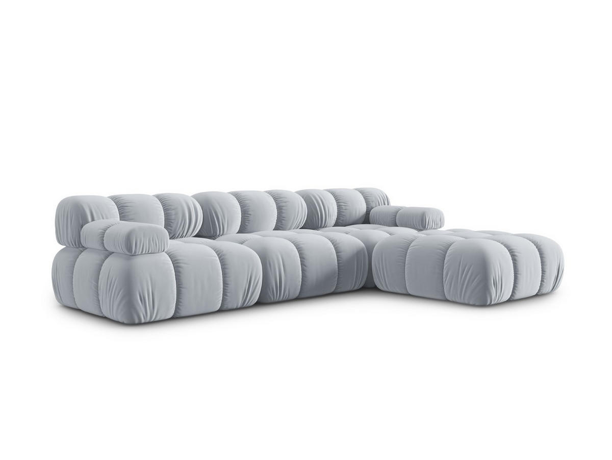 MODULARES-SOFA Bellis aus Samt hellblau 4 Sitzplätze - Hellblau, Textil (188/63/282cm) - Micadoni