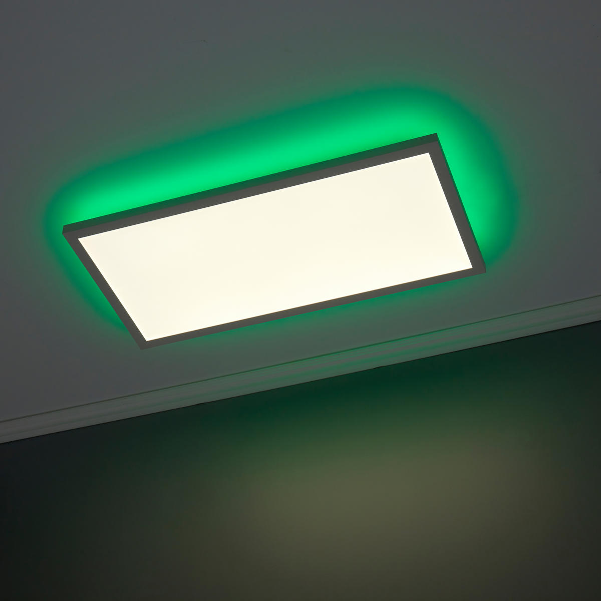 LED-DECKENLEUCHTE - dimmbar mit RGB-Hintergrundbeleuchtung und Fernbedienung für stimmungsvolle Beleuchtung, 60x30cm - Weiß, Kunststoff (66.5/34.5/10cm) - Northpoint