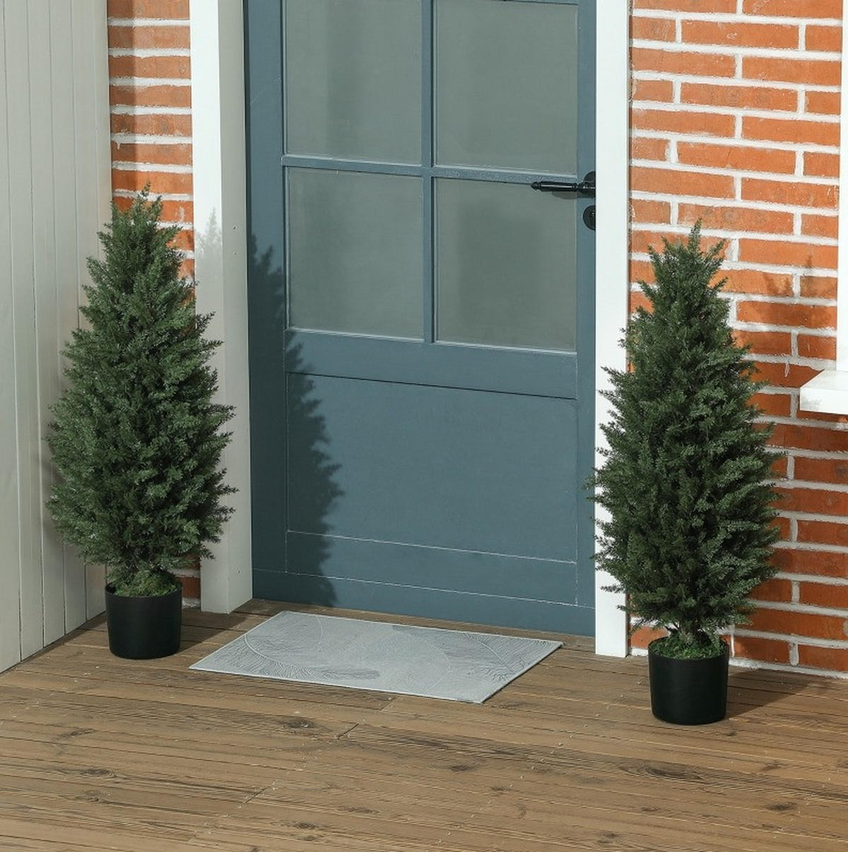 KUNSTPFLANZEN 33/33/90 cm grün aus Kunststoff UV-beständig im 2er-Set - Grün, Kunststoff (90cm) - OKWISH
