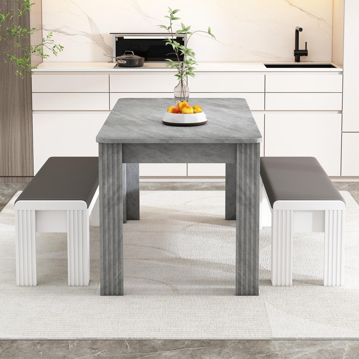 ESSTISCH rechteckig mit vier Beinen Holzoptik Grau - Grau, Holzwerkstoff (116/65/75cm) - Meubliv