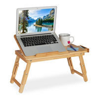STOLÍK Prírodná bambus skladací 57x30 cm - svetlohnedá, drevo (30/57/43.5cm) - Relaxdays