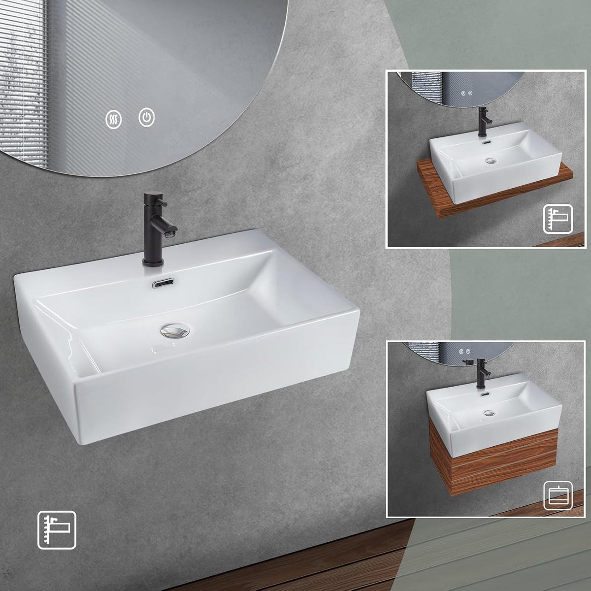 WASCHBECKEN Nyvyn 60/42/15 cm - Weiß, Keramik (42/15/60cm) - ZMH