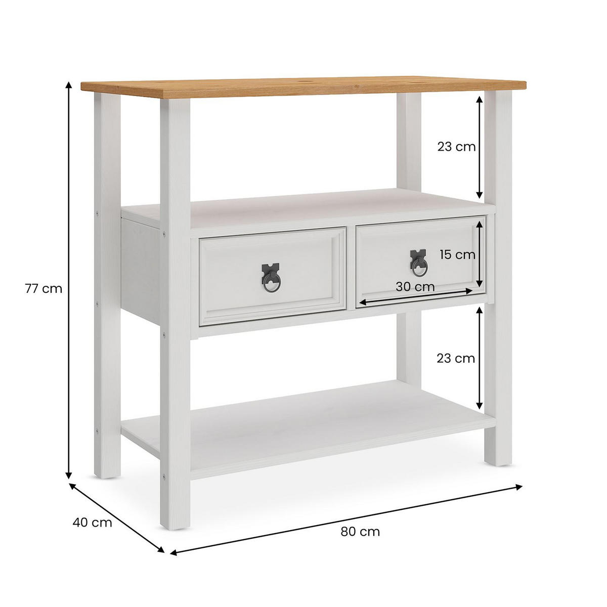 WASCHBECKENUNTERSCHRANK TEQUILA - Eichefarben/Weiß, Holz (80/78/40cm) - IDIMEX