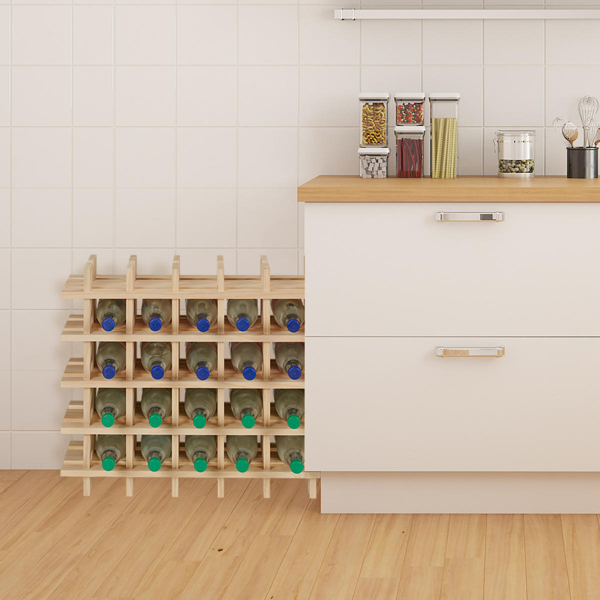 WEINREGAL - Hellbraun, Holz (75/54/24cm) - Relaxdays