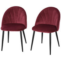 ESSZIMMERSTÜHLE 2er-Set DE-13181 Muscheldesign & Velours Bordeaux - Bordeaux, Metall (54/79/52cm) - ComfortXL
