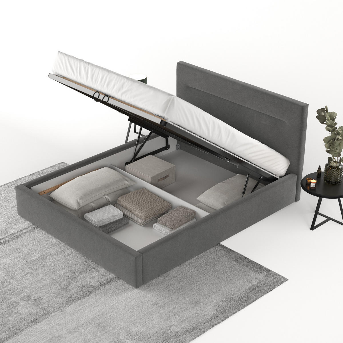 POLSTERBETT Liline 160/200 cm Anthrazit im Asti Stoff - Anthrazit/Schwarz, Holz/Holzwerkstoff (160/200cm) - AltaBeds