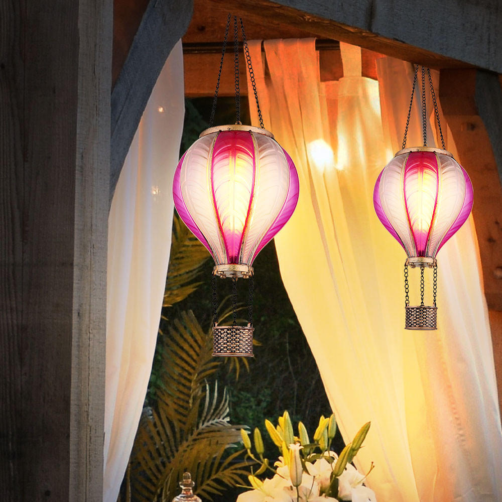 LED AUSSENLEUCHTE Solarleuchte Pink Feuer Effekt 2er Set - Multicolor, Metall (14/14/46.5cm) - Globo Lighting