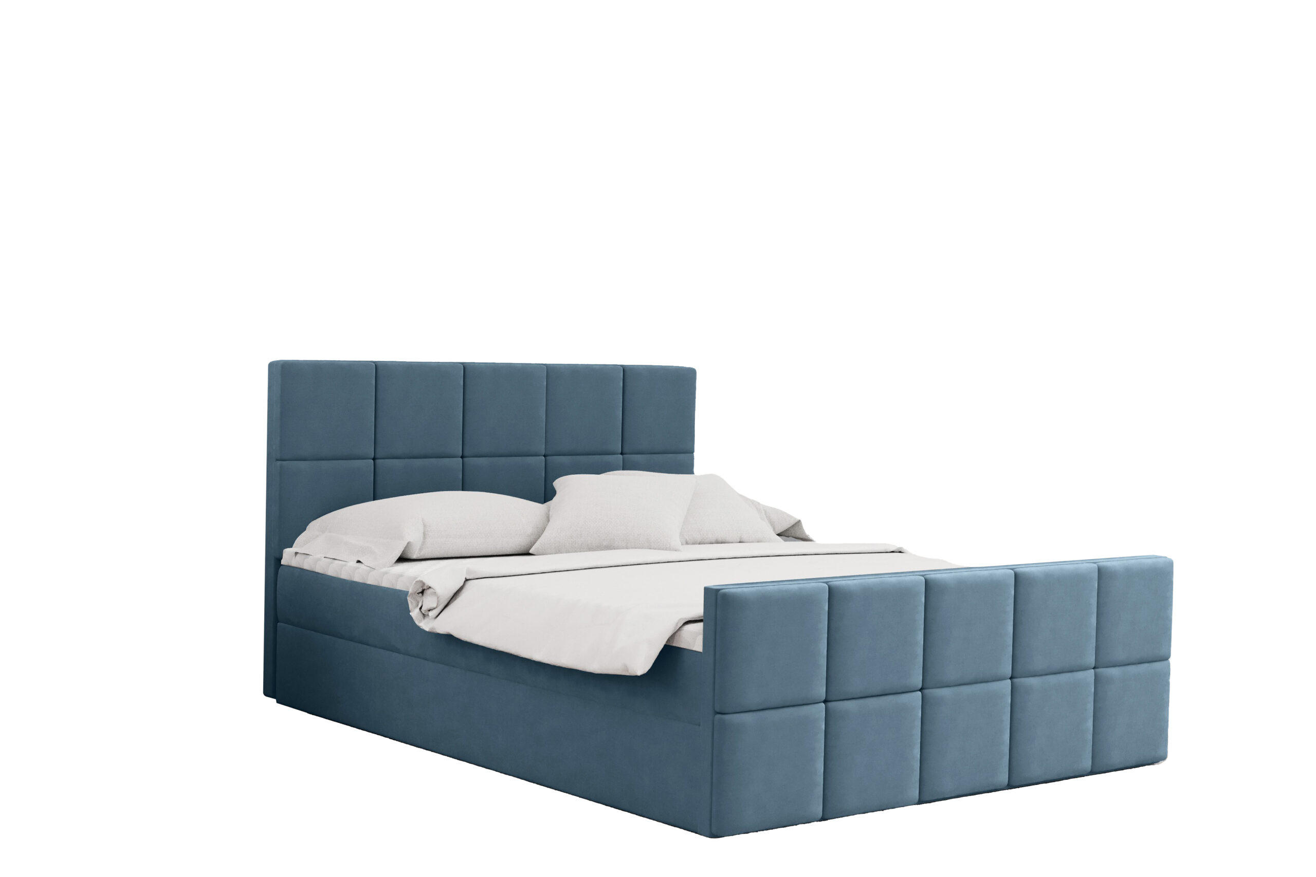 BOXBETT mit Bettkasten und Matratze Topper HANA Stoff Matt Velvet Hellblau 140x200 cm H3-Bonell - Hellblau, Holz/Textil (140/200cm) - Kaiser Möbel