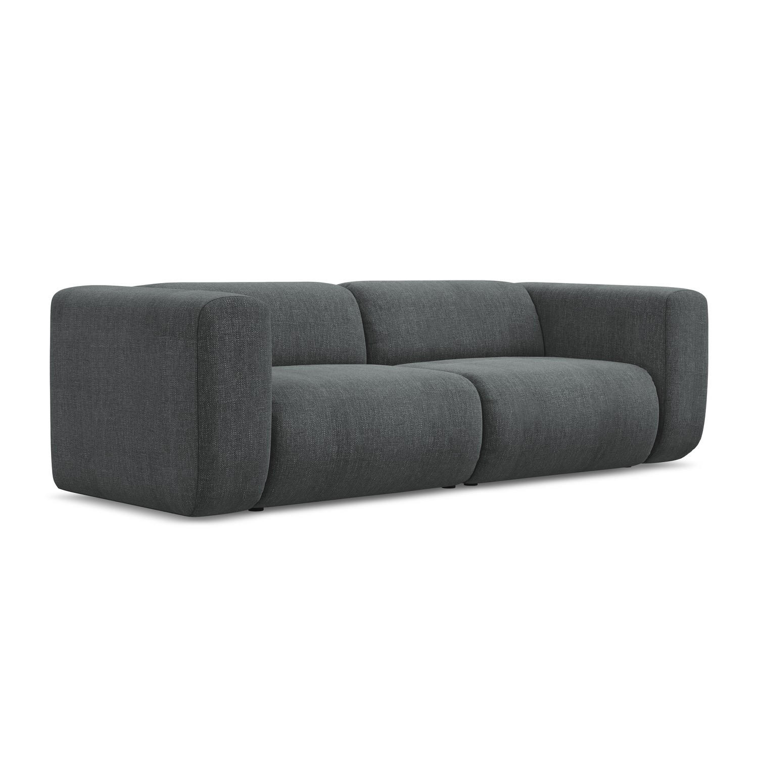 3-SITZER SOFA Chenille Stoff Grau - Schwarz/Graphitfarben, Kunststoff/Textil (228/70/89cm) - LaMiaSofa