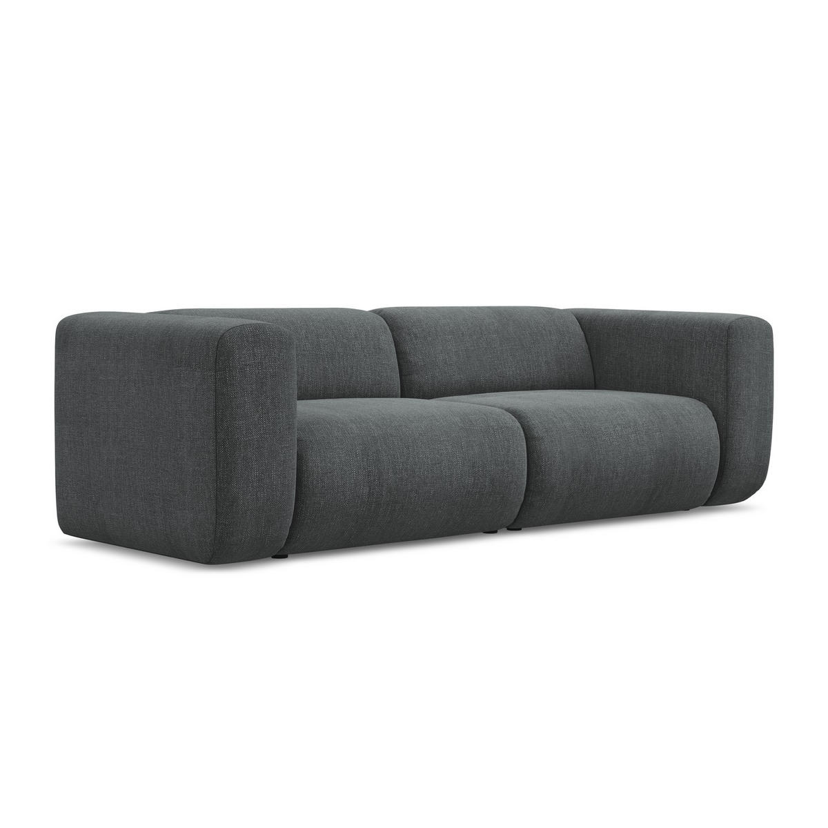 3-SITZER SOFA Chenille Stoff Grau - Schwarz/Graphitfarben, Kunststoff/Textil (228/70/89cm) - LaMiaSofa