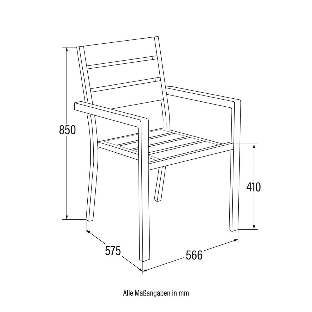 GARTENSTUHL MADERA - 10 - Anthrazit/Hellgrau, Metall (56.6/85/57.5cm) - Home Deluxe