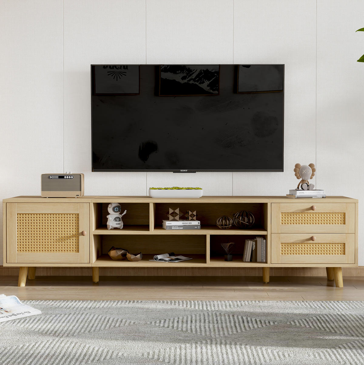 TV-SCHRANK mit Kabelführung 160 cm in Eiche mit 2 Schubladen und 1 Tür - Braun, Holzwerkstoff (39/40.5/160cm) - Beauniv