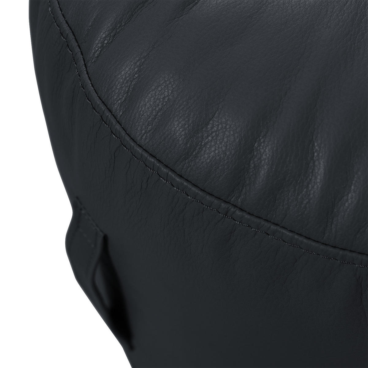 SITZHOCKER - Echtleder - Dunkelblau, Leder (43/45/43cm) - home24