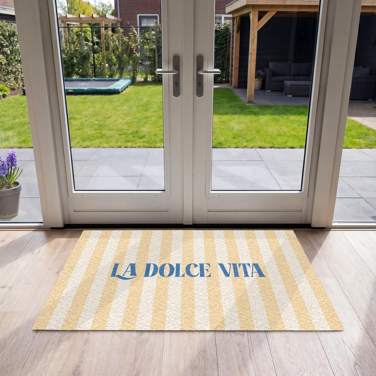 FUSSMATTE Blau – Gelb – Streifen – La Dolce Vita 120x80 cm - Hellgelb, Kunststoff (120/0.4cm) - MuchoWow