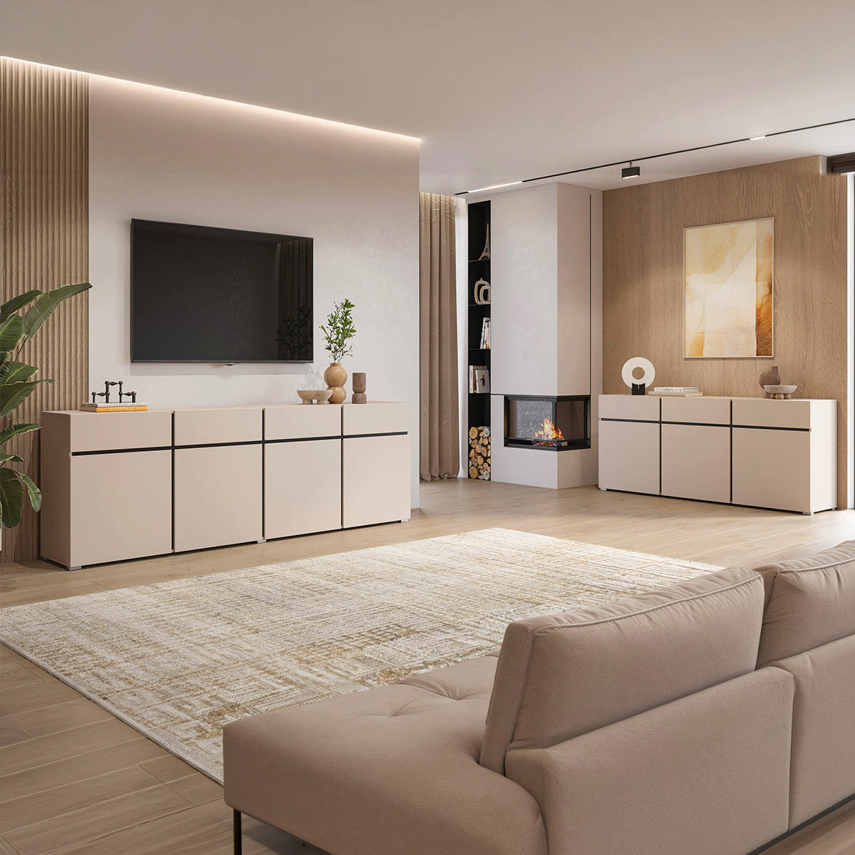 SIDEBOARD Lilia Kašmír - kašmírová, kompozitní dřevo (180/78/40cm) - Petits-meubles