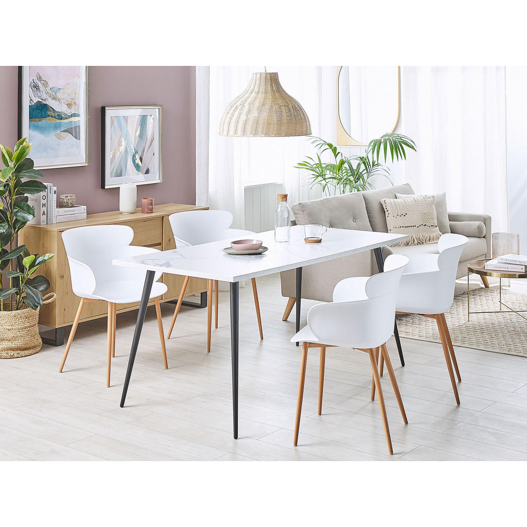 Thumbnail - Beliani Esszimmerstuhl, Weiß, Kunststoff, 1-Sitzer, 61x82x54 cm, Esszimmer, Stühle, Esszimmerstühle, Armlehnenstühle