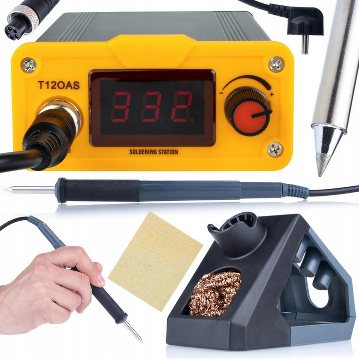 LÖTSTATION ProTech Trio v1 Set - Netzteil 32 V 10 A, Heißluftstation 700 W 100-500 °C, LÖTKOLBEN T12 75 W - Multicolor, Kunststoff/Metall (10/10/10cm)