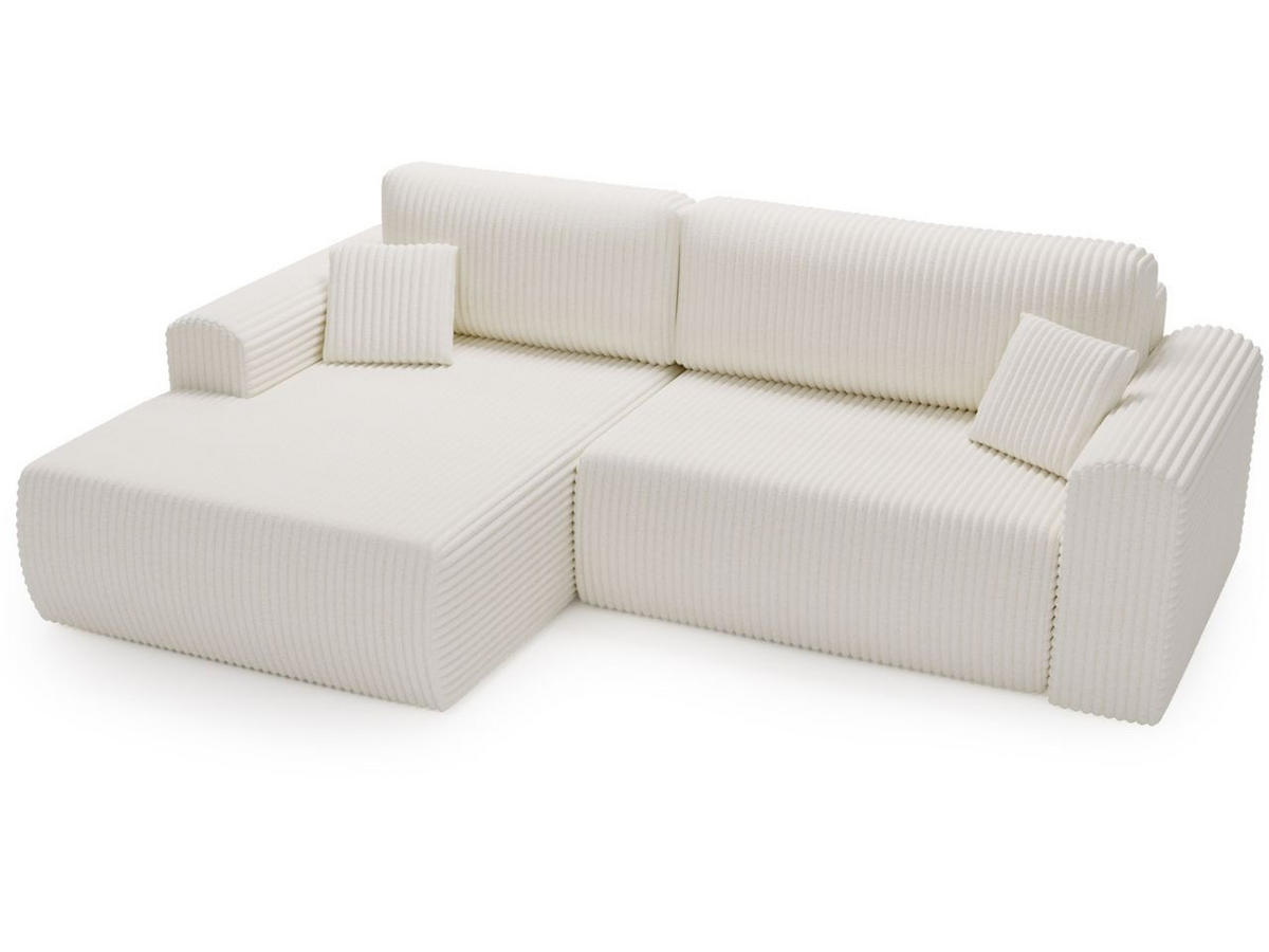 ECKSOFA Belvio Creme Links - Creme/Schwarz, Holz/Textil (257/177cm) - Graingold