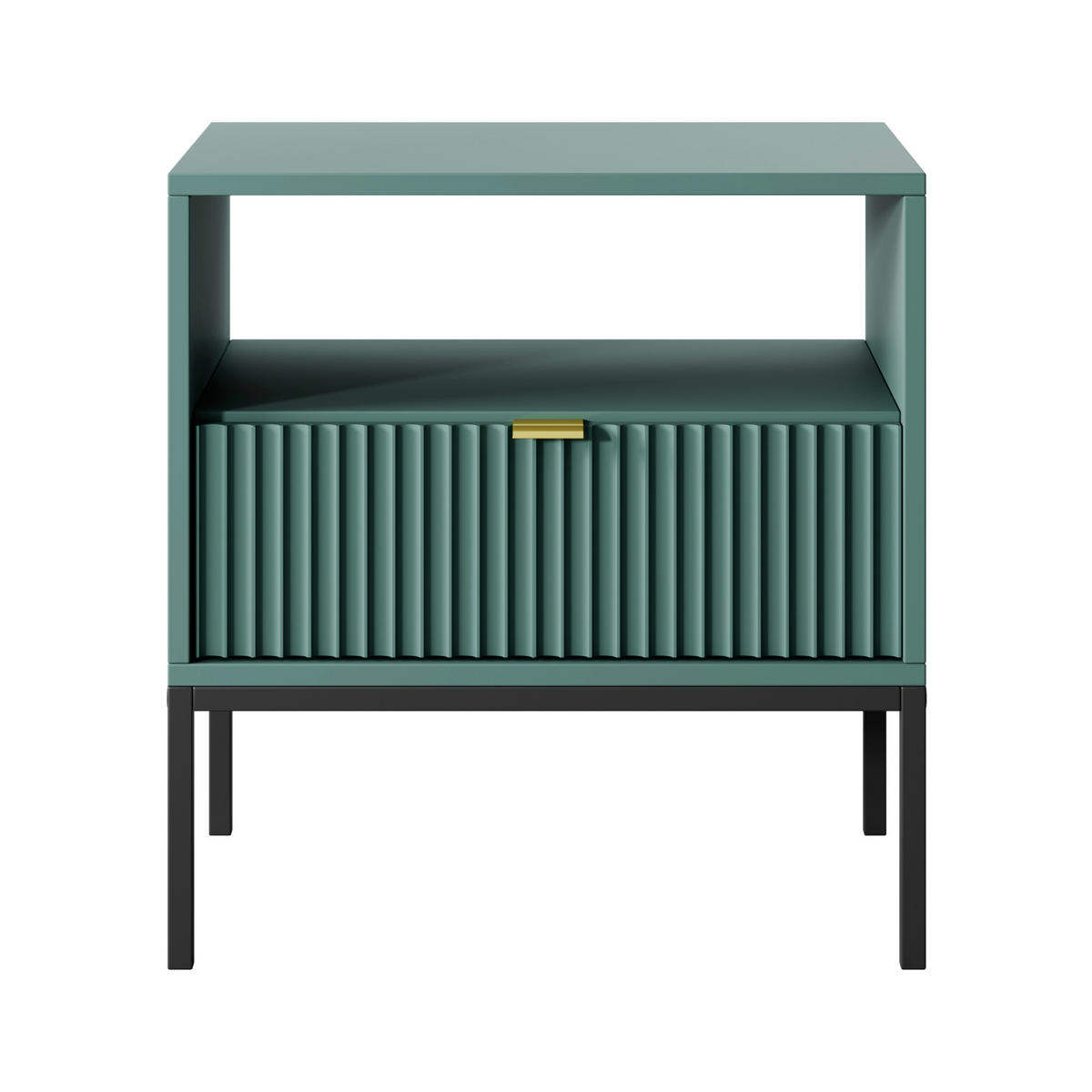 NACHTTISCH NANAIMO STO2-1S Profilierte Fronten, Grün - Grün, Holzwerkstoff/Kunststoff (54/56/39cm) - Komodee