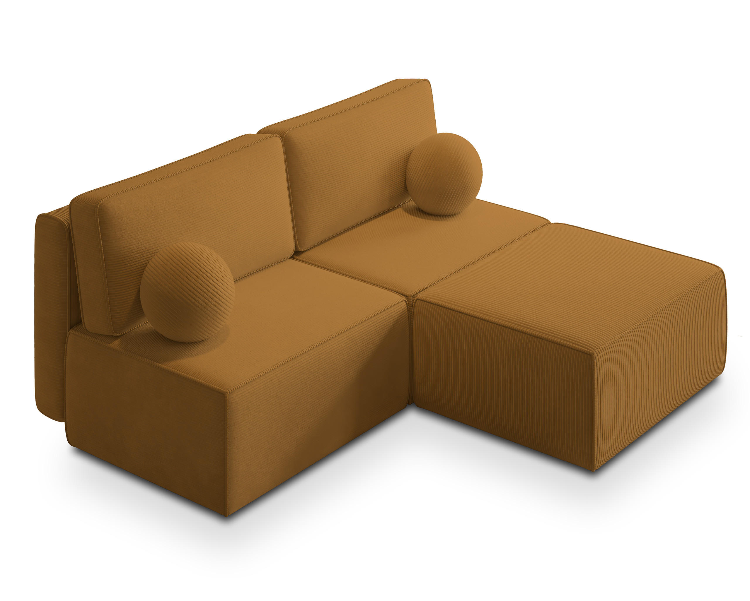 ECKSOFA VARNA P Gelb Kordstoff mit Schlaffunktion - Gelb, Holz (196/158cm) - MASSENO