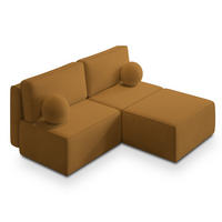 ECKSOFA VARNA P Gelb Kordstoff mit Schlaffunktion - Gelb, Holz (196/158cm) - MASSENO