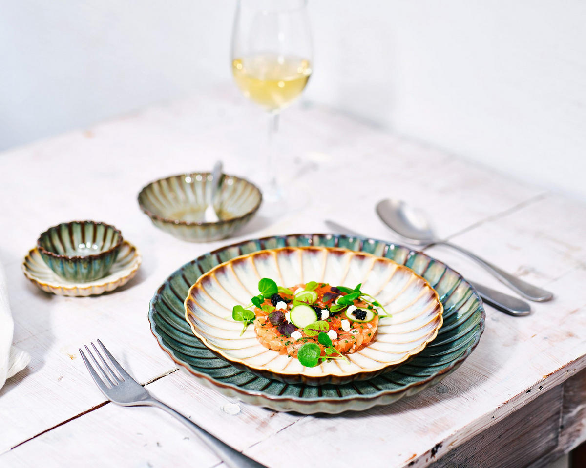 SPEISETELLER Gemütliche und trendige Astera- in Ozeanblau – Ø 27,5 cm – 4er-Set - Blau, Keramik (28/28/4cm) - Cosy & Trendy