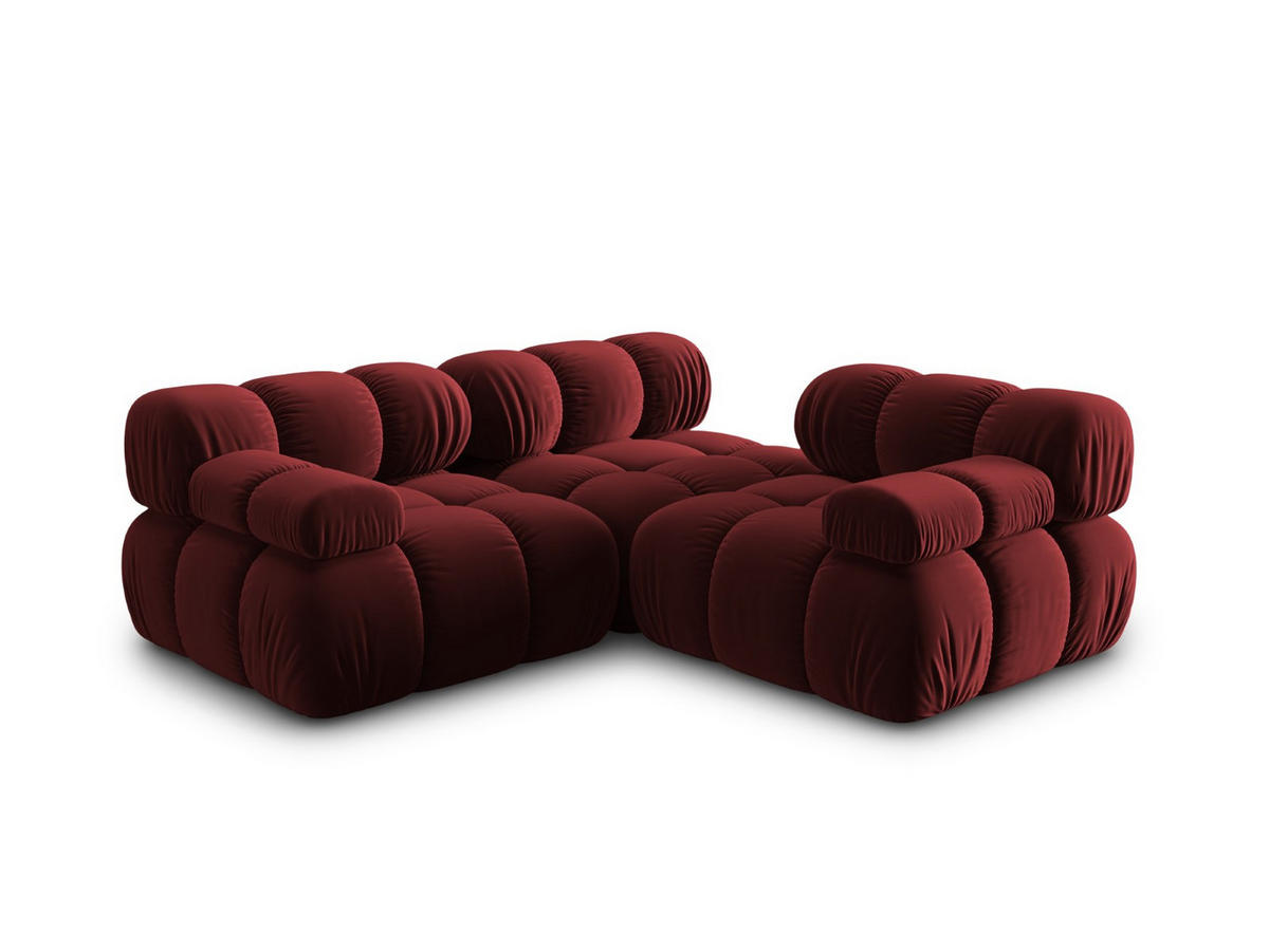MODULARES-SOFA Bellis aus Samt dunkelrot 3 Sitzplätze - Dunkelrot, Textil (94/63/282cm) - Micadoni
