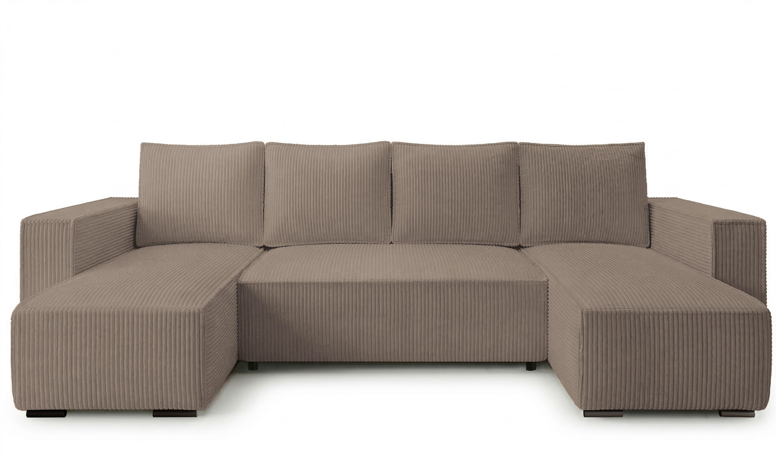 WOHNLANDSCHAFT CUDDY U mit Schlaffunktion und Bettkasten, Farbe: Braun, Cordstoff - Cappuccino, Textil (305/85/140cm) - Storez24