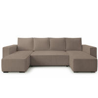 WOHNLANDSCHAFT CUDDY U mit Schlaffunktion und Bettkasten, Farbe: Braun, Cordstoff - Cappuccino, Textil (305/85/140cm) - Storez24