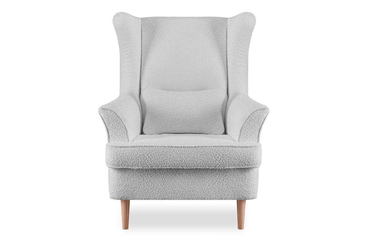 OHRENSESSEL STRALIS mit Sitzhocker, hellgrau - Hellgrau, Textil (82/108/80cm) - KONSIMO®