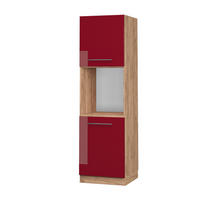 HERDUMBAUSCHRANK Fame-Line Bordeaux Hochglanz 60 cm offen - Honigeiche/Bordeaux, Holzwerkstoff (60/206.8/58cm) - Vicco